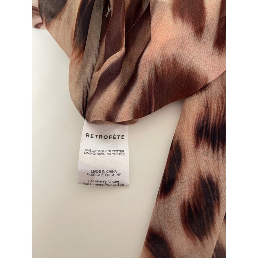 RETROFETE Opaline Long Sleeve Animal Print Ruched Draped Neck Maxi Dress Sz XS - Picture 9 of 9